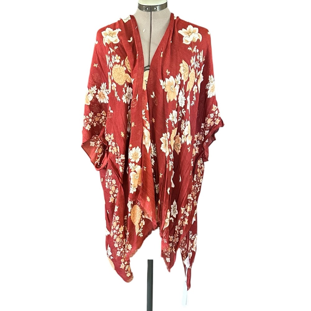 NWT‎ - Gentle Dawn Paprika Ditsy Floral Kimono Soft cover up Shawl OSFM